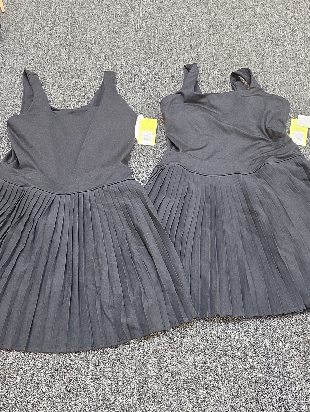 (#2C) All in motion 2 -- Black Pleated Skater Dresses